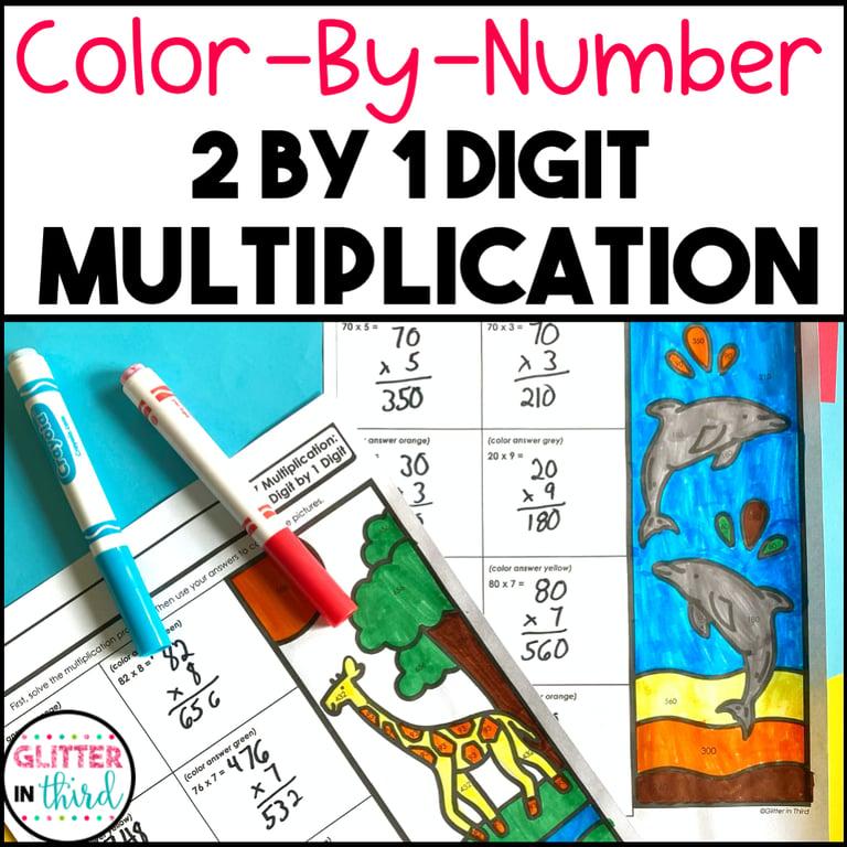 Elementary school Worksheet | 2 Digit by 1 Digit Multiplication Color-By-Number