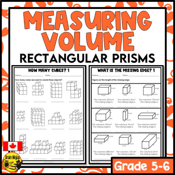 Elementary school Worksheet | Volume of Rectangular Prisms