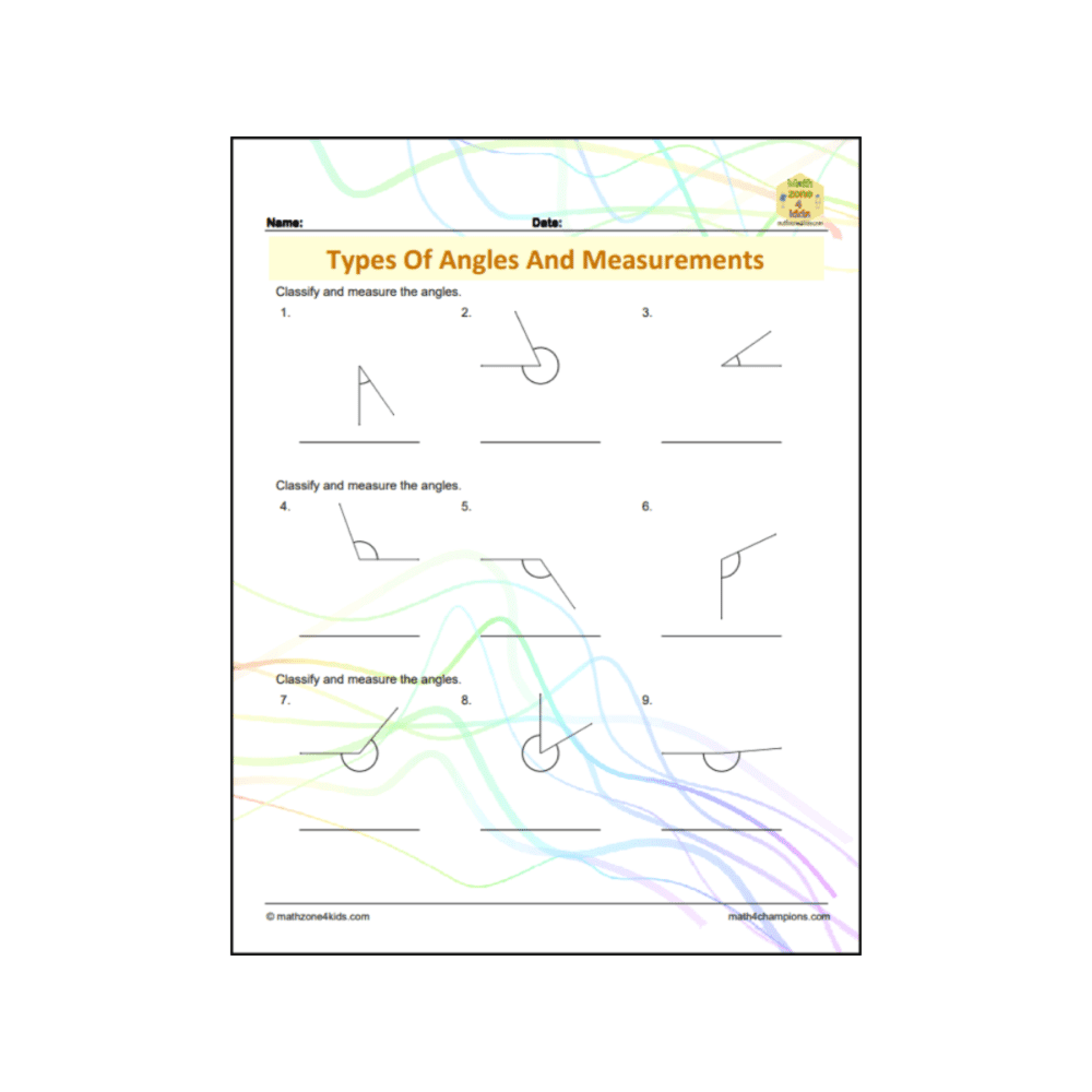 Elementary school Worksheet | Geometry: Measuring Angles, 3rd Grade