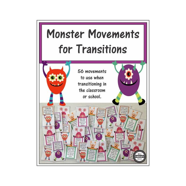 Elementary school Energizer | Monster Movement Transition Cards by Your Therapy Source