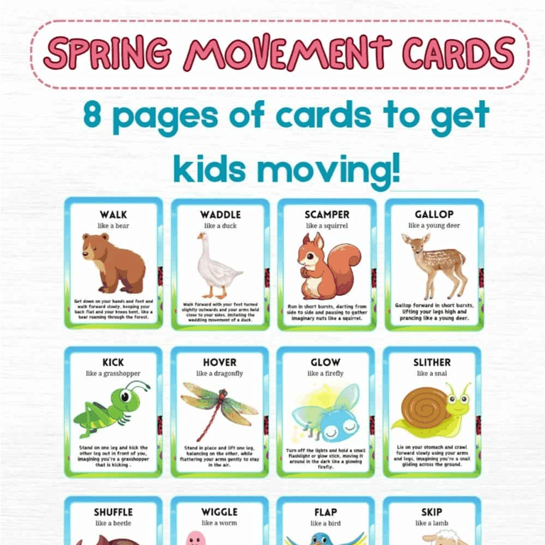 Elementary school Energizer | Spring Movement Cards by MessForLess