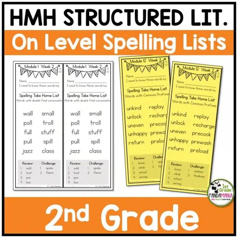 Elementary school Material | Spelling Lists Aligned With HMH Into Reading Structured Lit On Level