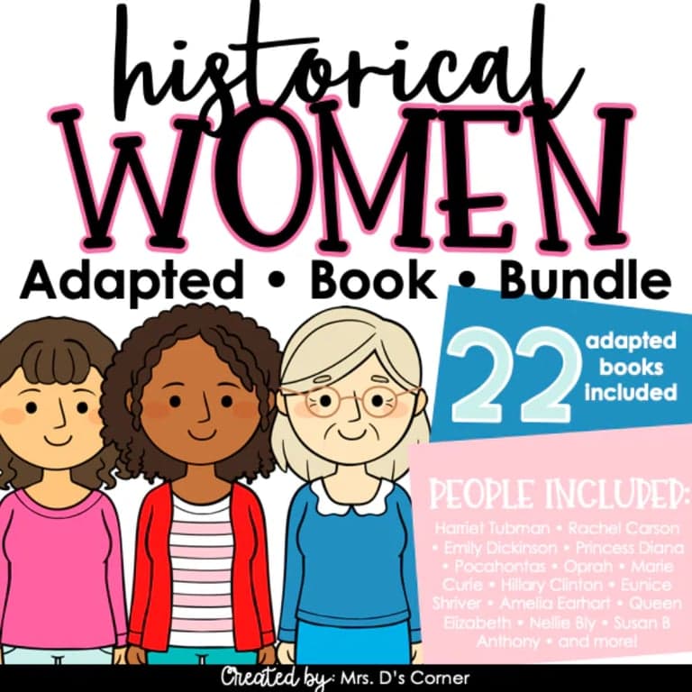 Elementary school Material | Women's History Adapted Book Bundle - 22 Famous Women of History