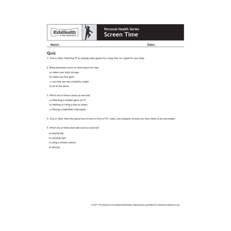 Elementary school Material | Screen Time