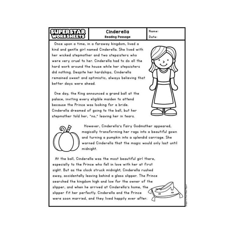 Elementary school Worksheet | Cinderella Reading Passage