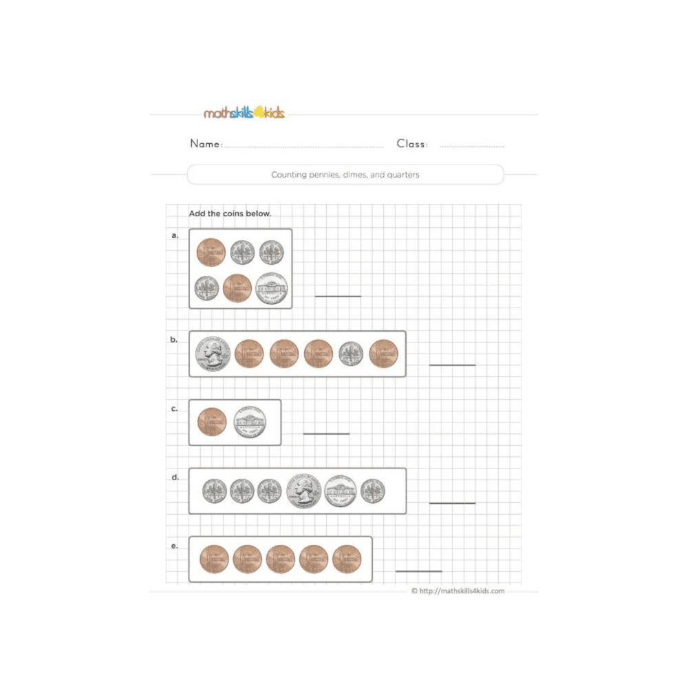 Elementary school Worksheet | Grade 2 Money Math