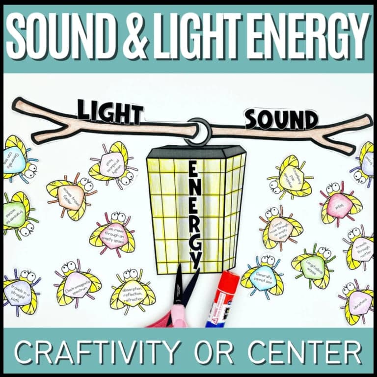 Elementary school Lesson Package | Light and Sound Energy Sort Craftivity