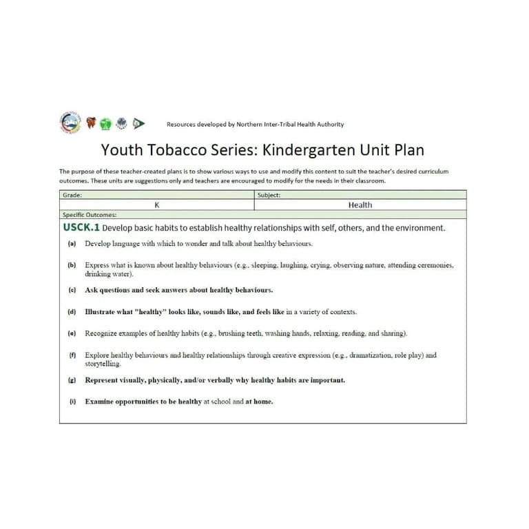 Elementary school Lesson Idea | Tobacco Lesson Plans: Kindergarten