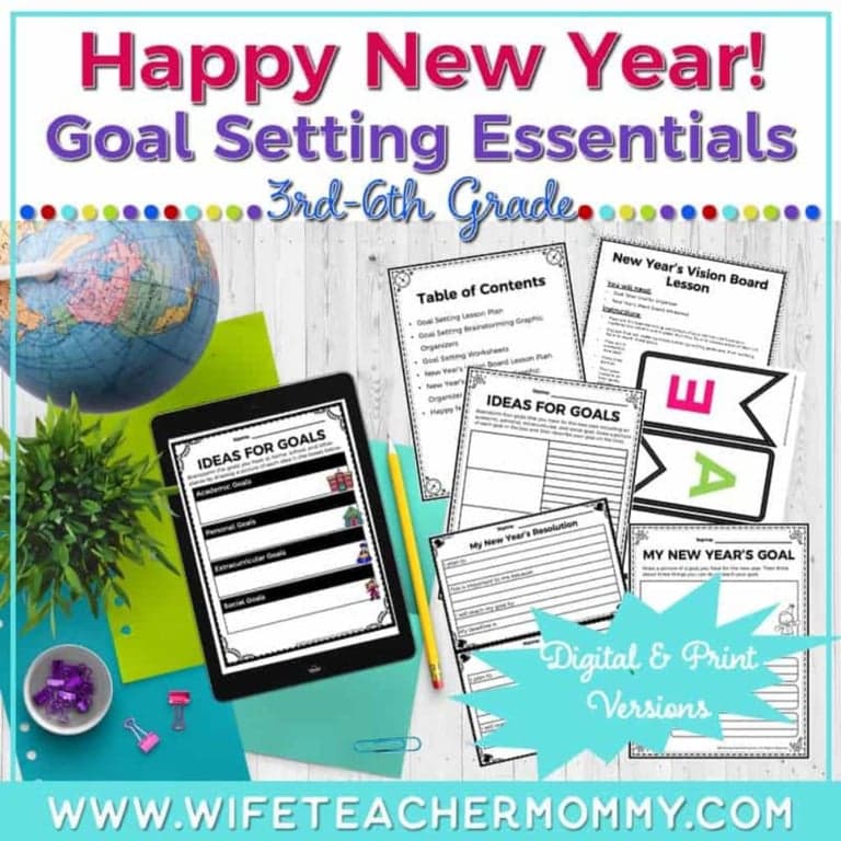 Elementary school Lesson Package | Upper Grade Happy New Year Goal Setting Essentials (Digital & Print Versions)