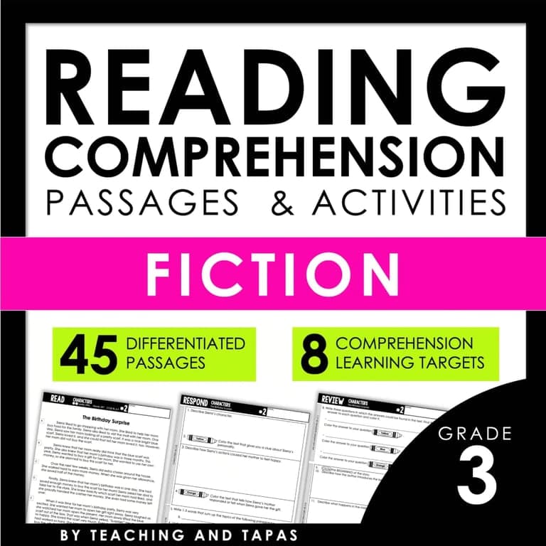 Elementary school Material | 3rd Grade Close Reading Passages and Activities - Literature Fiction