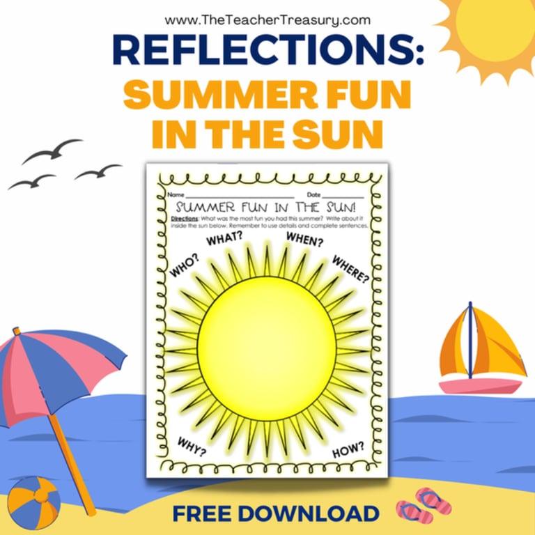 Elementary school Worksheet | Reflections: Summer Fun in the Sun (Writing Prompt)