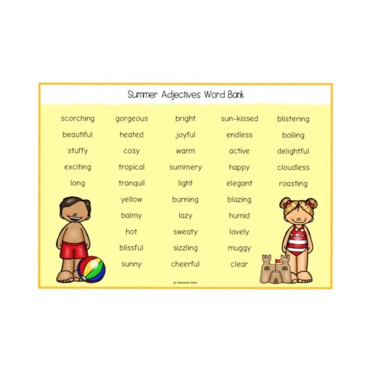 Elementary school Material | Summer Season Word/Vocabulary Bank