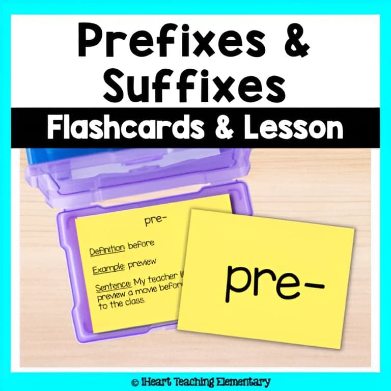 Elementary school Flashcard | Prefixes and Suffixes