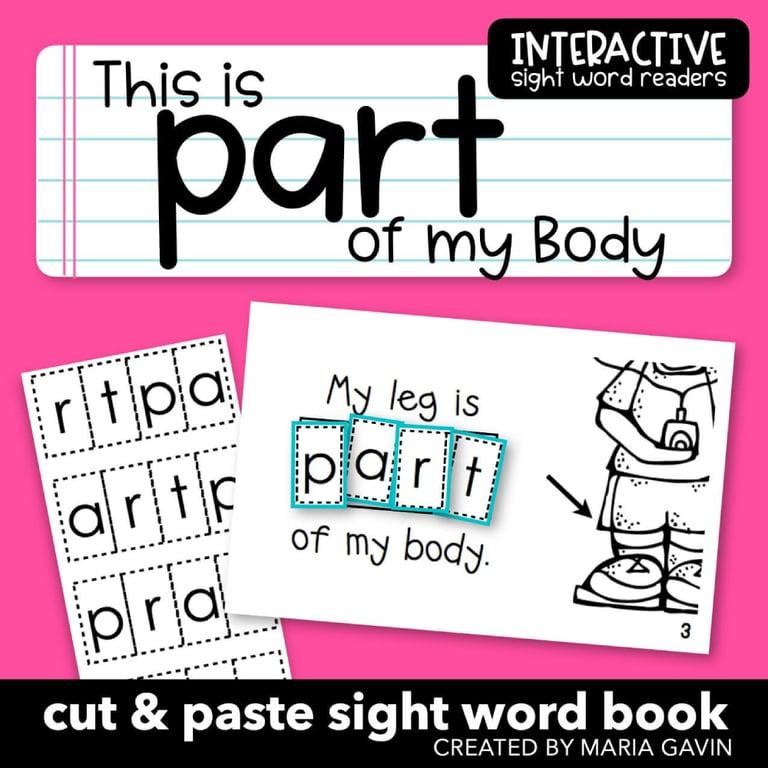 Elementary school Workbook | “This is Part of My Body” Sight Word Book