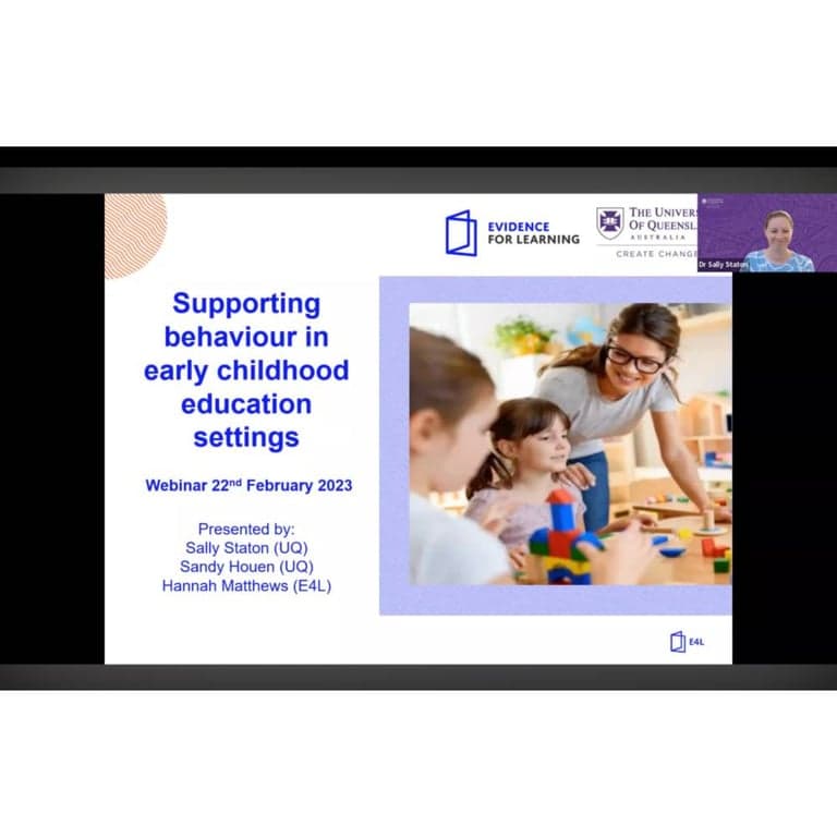 Elementary school Webinar | Supporting Behaviour in Early Childhood Education Settings