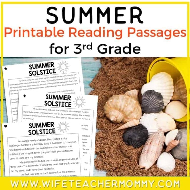Elementary school Lesson Package | 3rd Grade Summer Reading Passages Printable Version