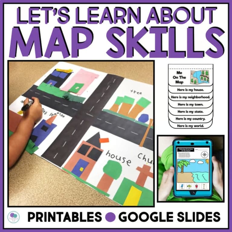 Elementary school Lesson Package | Me on the Map Skills Activities for First Grade With Flip Book