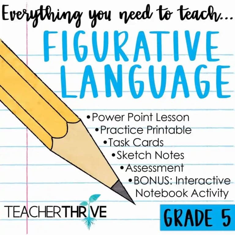 Elementary school Lesson Package | Fifth Grade Grammar: Figurative Language