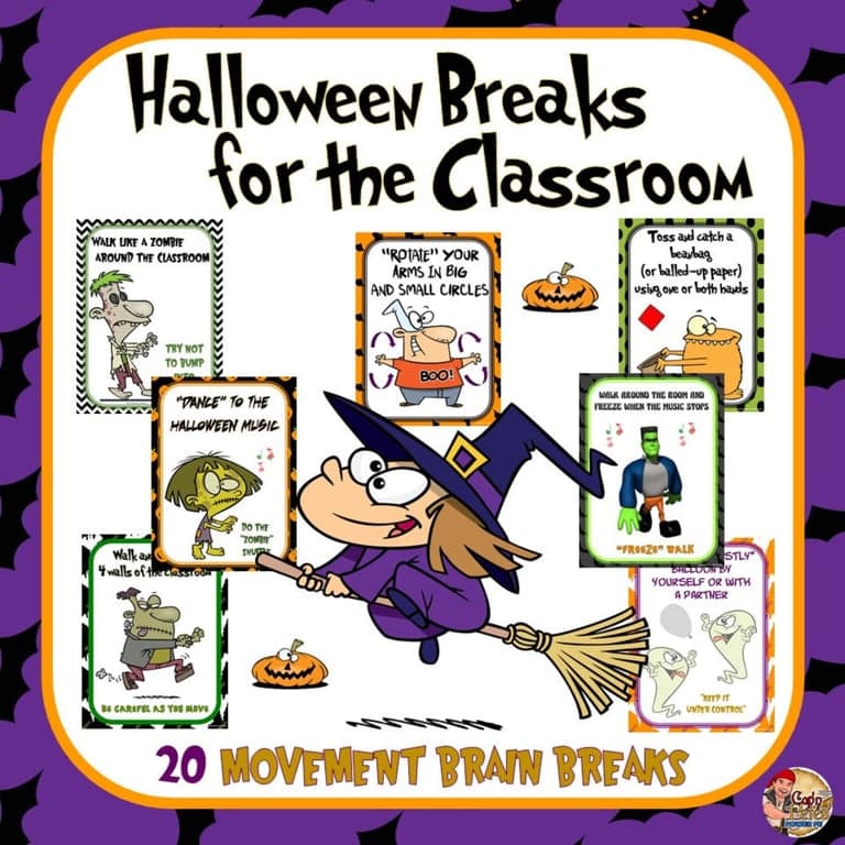 Elementary school Energizer | Halloween Breaks for the Classroom - 20 Movement Breaks