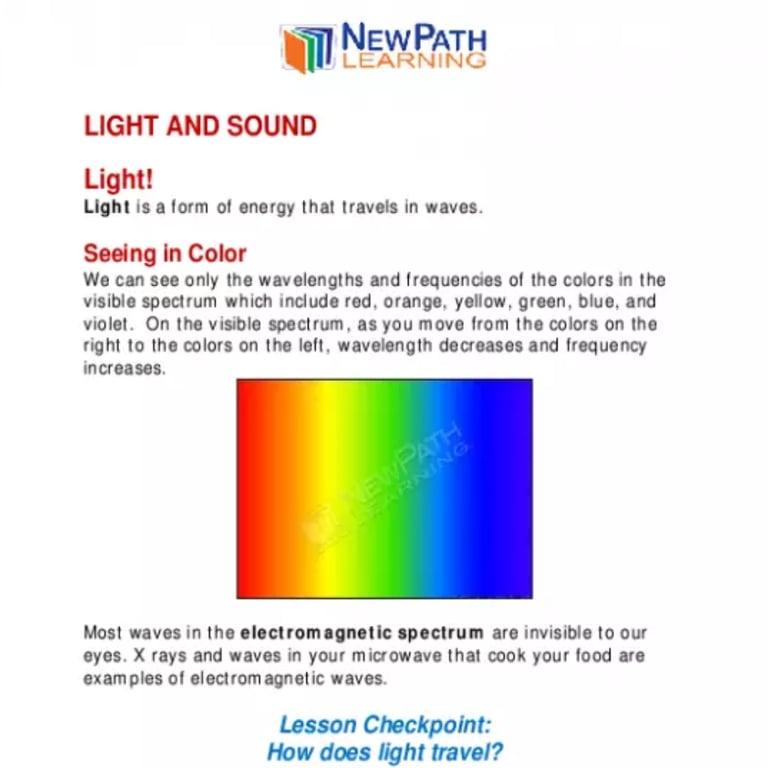 Elementary school Worksheet | Light and Sound