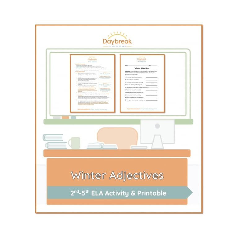Elementary school Lesson Package | Winter Adjectives