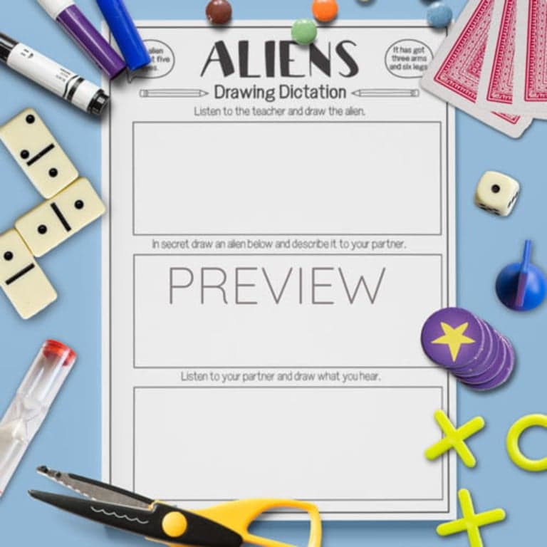 Elementary school Game | Aliens Drawing Dictation
