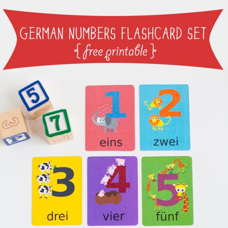 Elementary school Flashcard | German Numbers Flashcard Printable