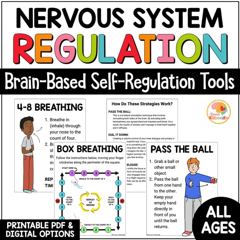 Elementary school Material | Nervous System Regulation for Kids: Self-Regulation Posters Bulletin Board