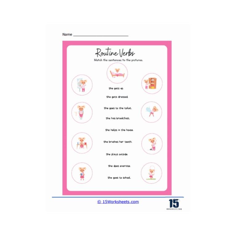 Elementary school Worksheet | Routine Verbs