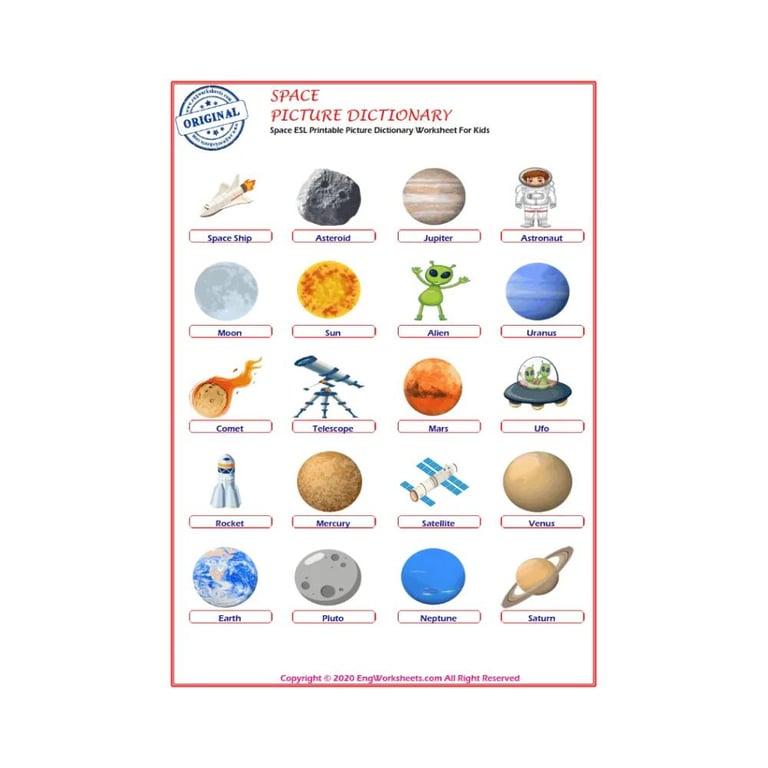 Elementary school Worksheet | Space ESL Printable Picture Dictionary