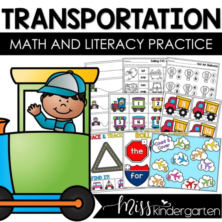 Elementary school Worksheet | Transportation Themed Math and Literacy Centers