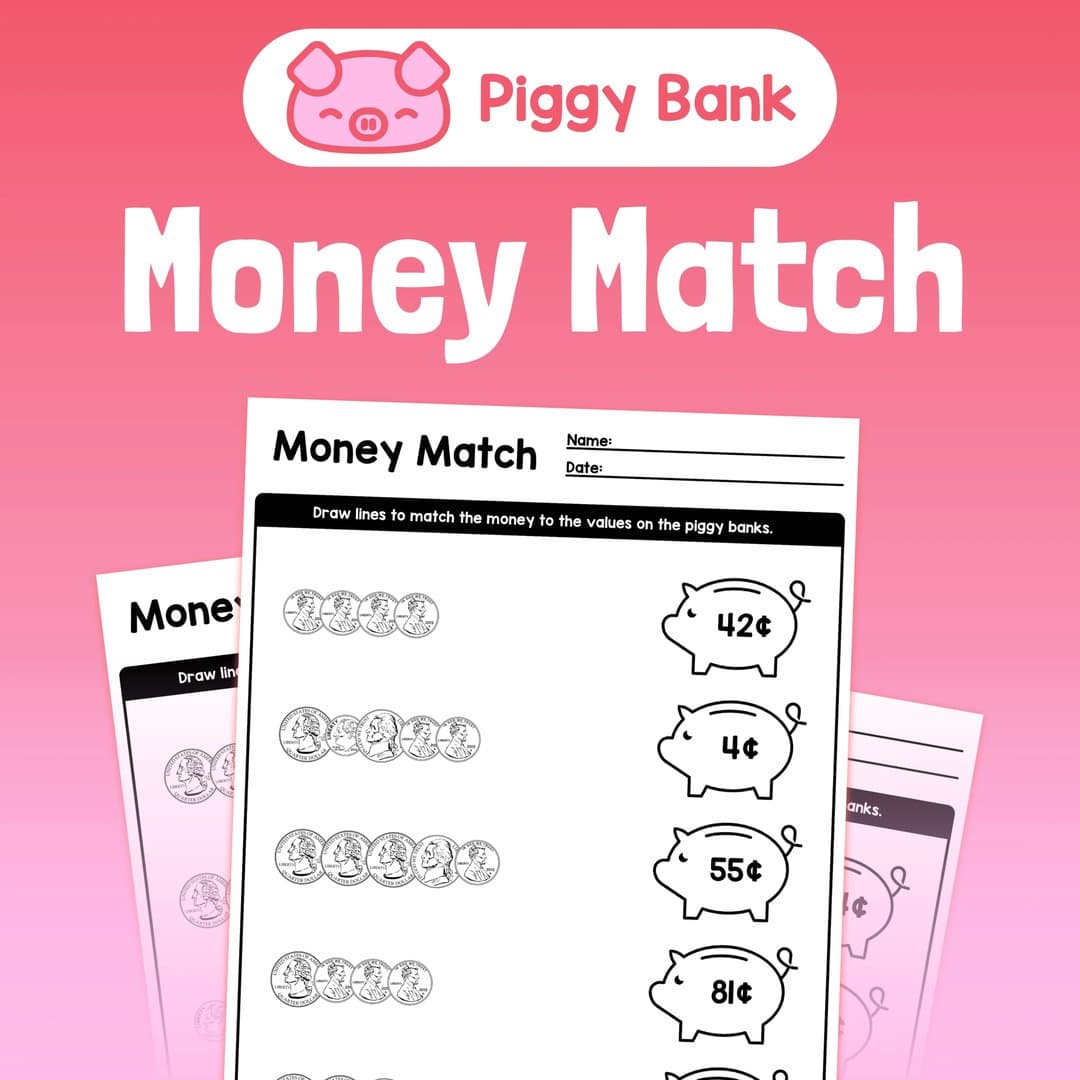 Elementary school Worksheet | Money Match