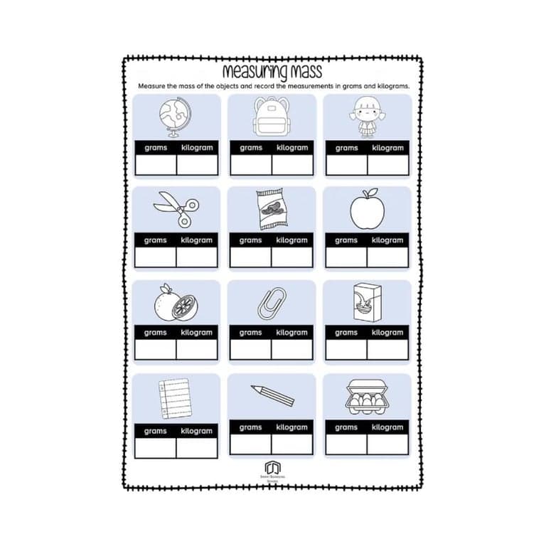 Elementary school Worksheet | Measuring Mass