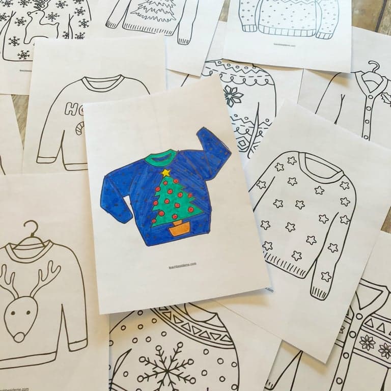 Elementary school Worksheet | Christmas Sweater Coloring Pages