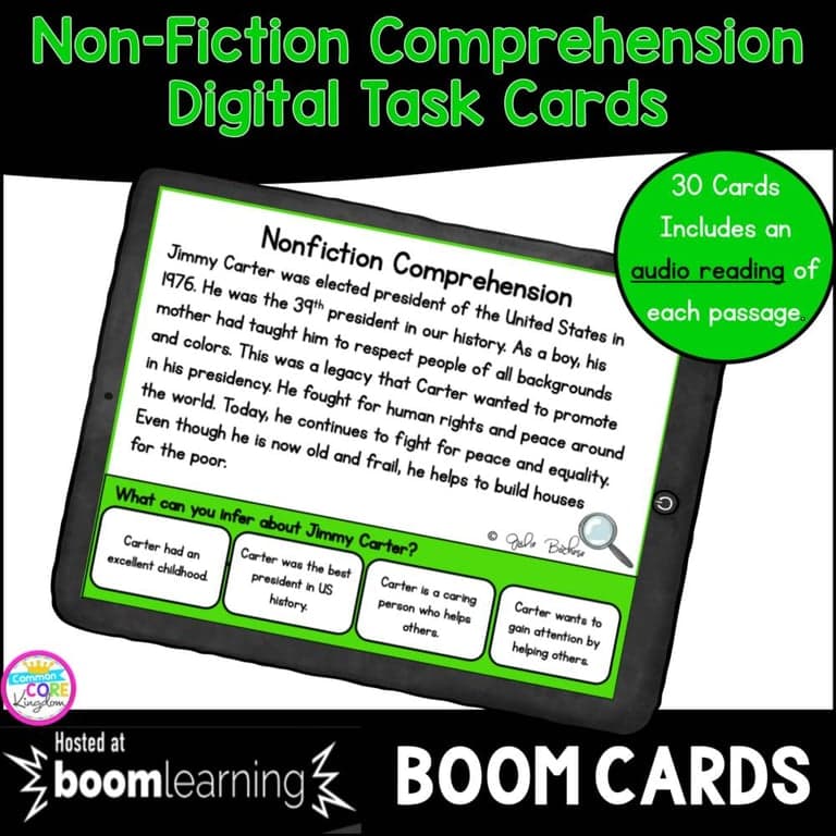 Elementary school Material | Nonfiction Comprehension Boom Cards