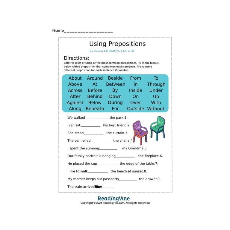 Elementary school Worksheet | Using Prepositions