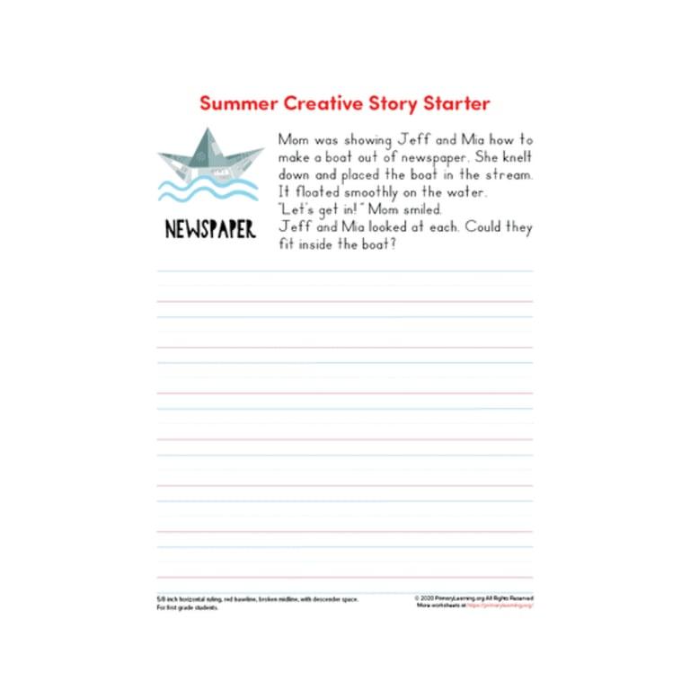 Elementary school Worksheet | Summer Creative Story Starter #14