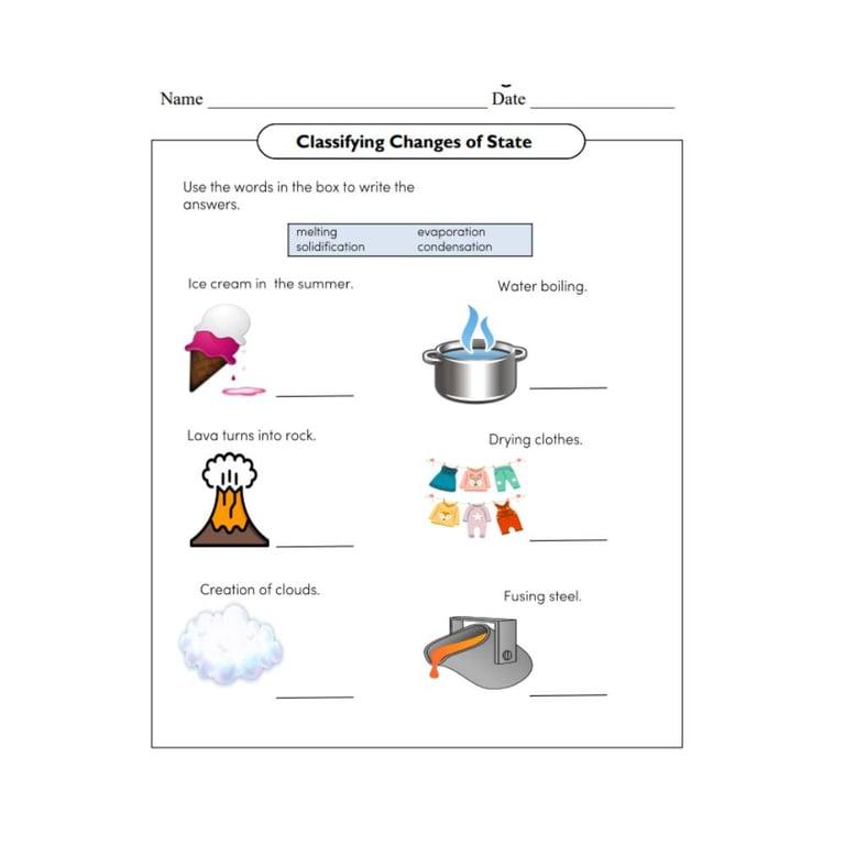 Elementary school Worksheet | Matter and Its Changes Science Worksheet for Grade 4