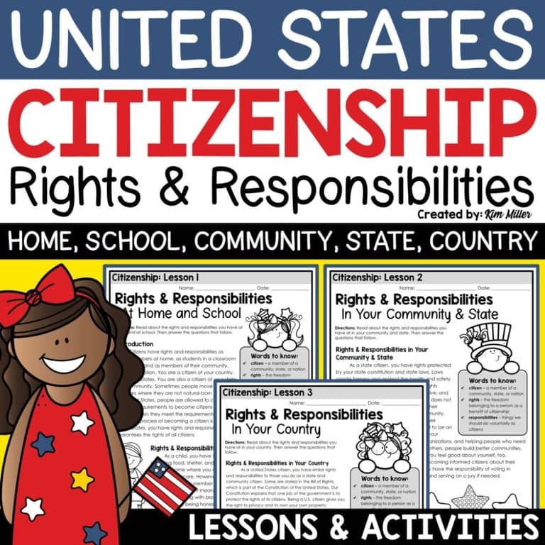 Elementary school Lesson Package | Citizenship Rights and Responsibilities of Being a Good Citizen Civics Lessons