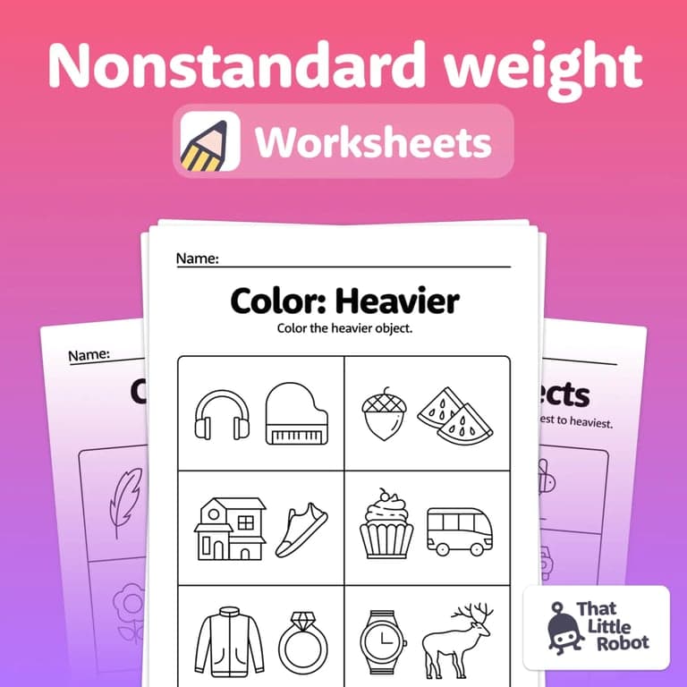 Elementary school Worksheet | Nonstandard Weight