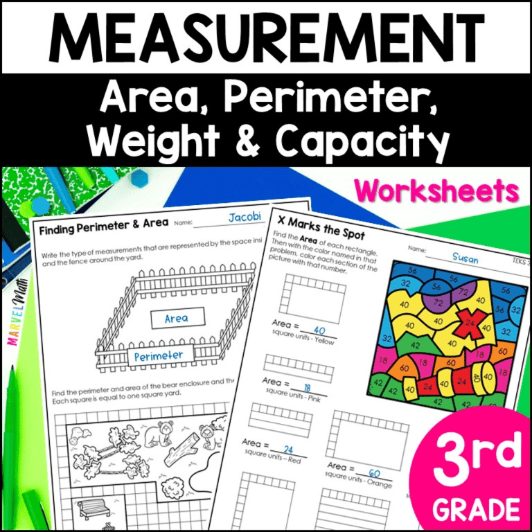 Elementary school Worksheet | 3rd Grade Area, Perimeter, Capacity and Weight