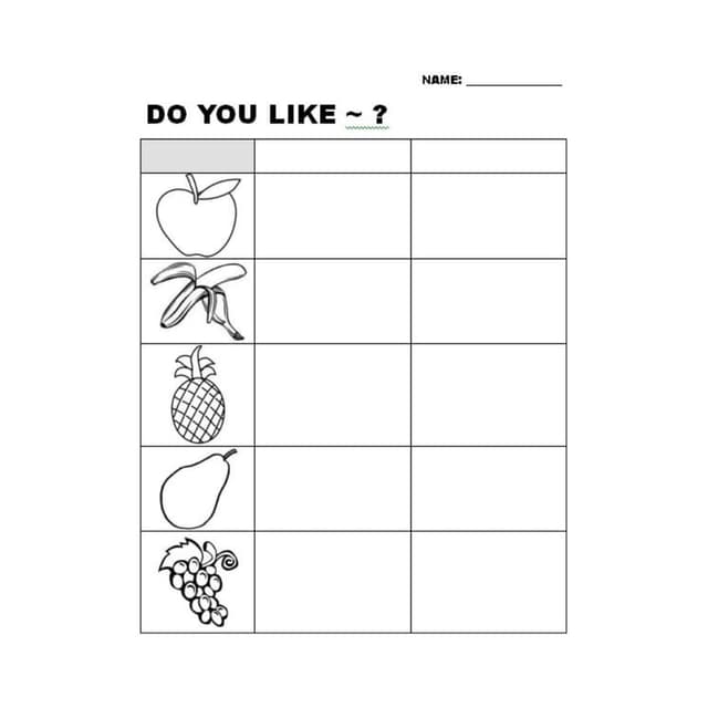 Elementary school Worksheet | “Do You Like ~?” Fruit Worksheet