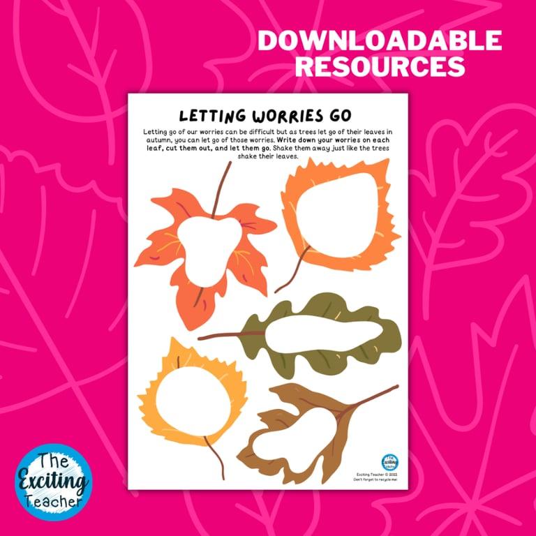 Elementary school Worksheet | Letting Go of Worries: Autumnal Leaf Activity