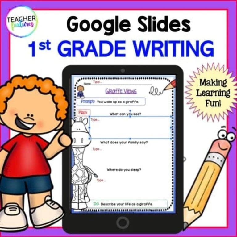 Elementary school Material | 1st Grade Graphic Organizers & Writing Prompts Google Slides