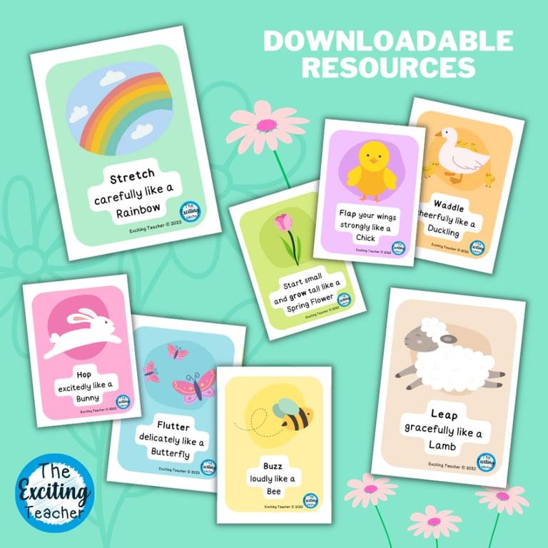 Elementary school Energizer | Spring-Themed Brain Break (Movement Break) Cards