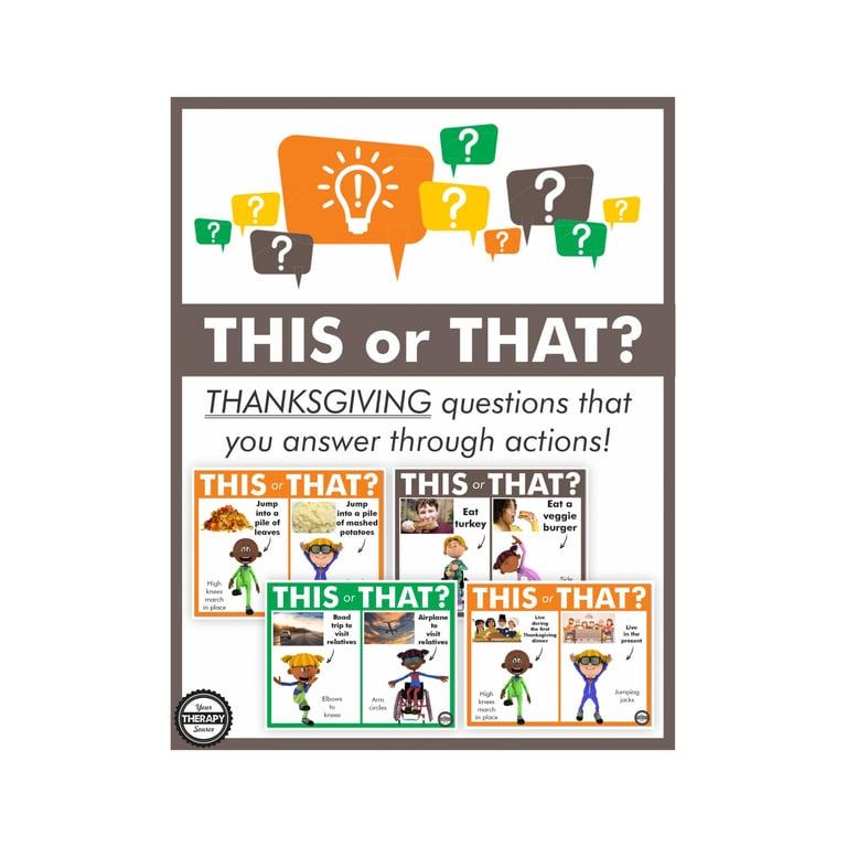 Elementary school Energizer | This or That Thanksgiving Game