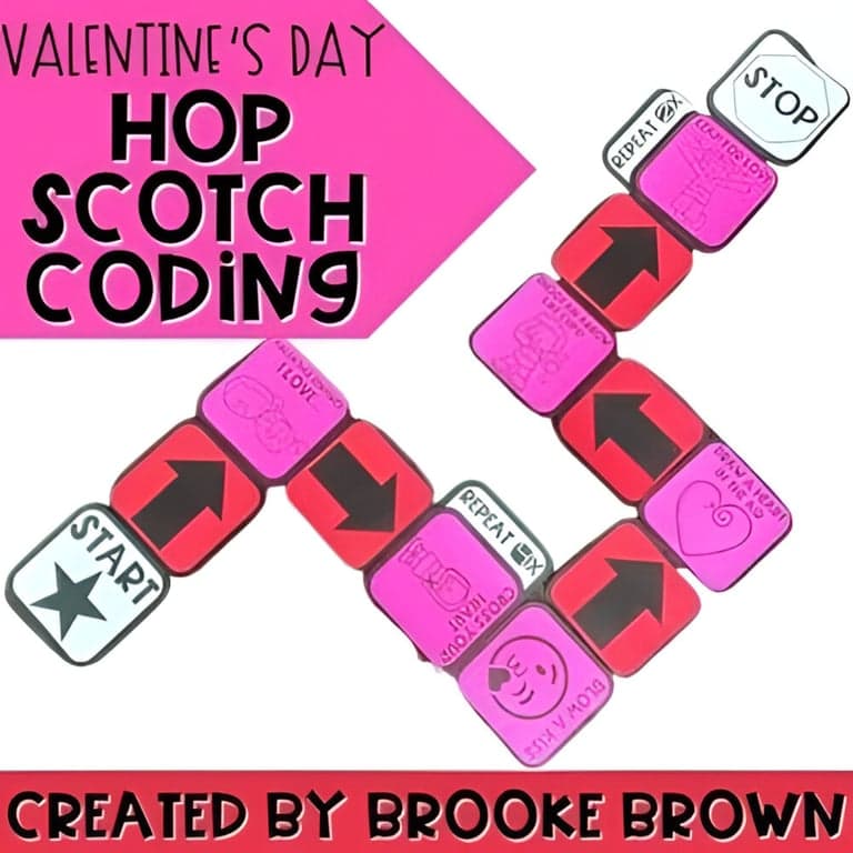 Elementary school Lesson Package | Valentine’s Day Hop Scotch Coding®