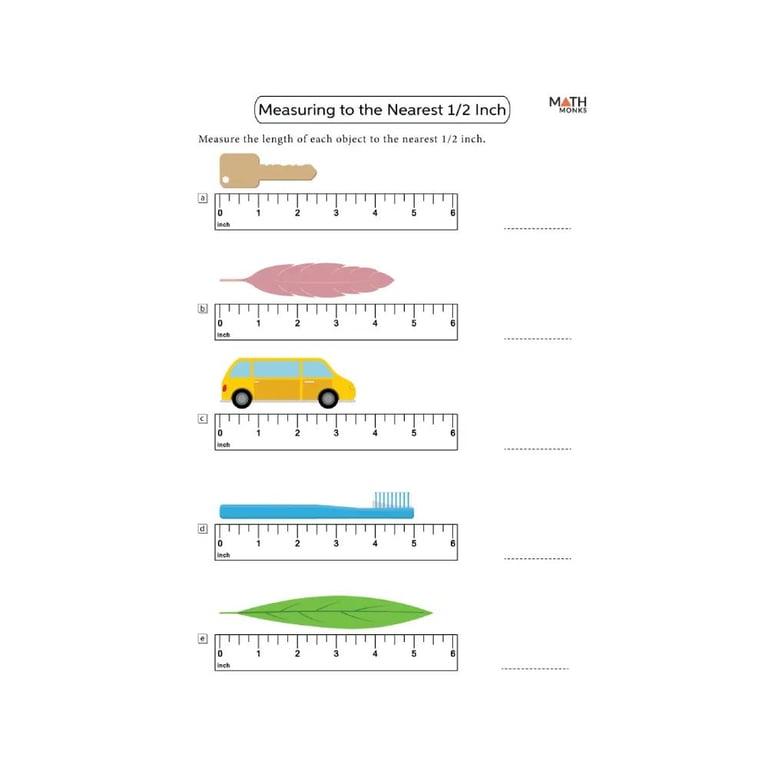 Elementary school Worksheet | Measuring in Inches