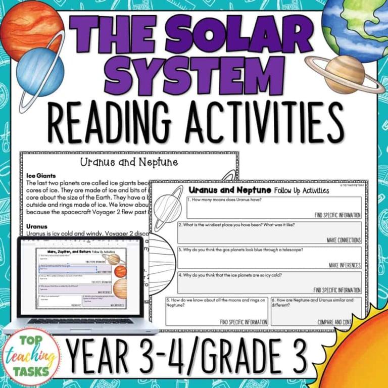 Elementary school Lesson Package | The Solar System Reading Comprehension Passages and Activities