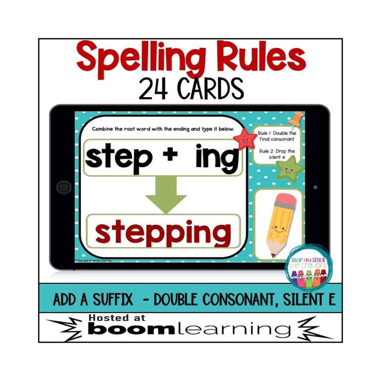 Elementary school Material | Spelling Rules Suffix Boom Cards
